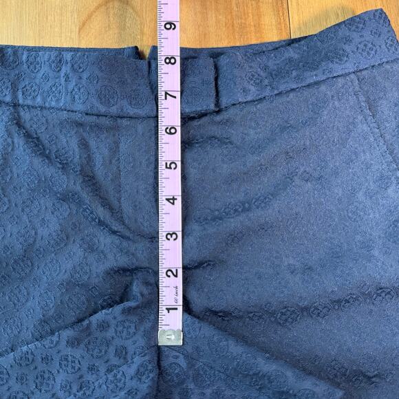 Theory Lynie Jacquard Shorts Low Rise Chino Style Mini Short Size 2 Blue - Picture 11 of 11